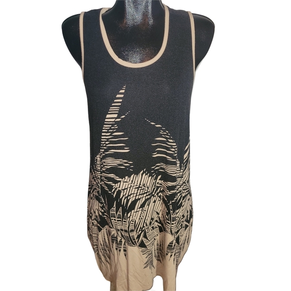 Soma Black and Tan Sleeveless Tropical Print Dress S - Picture 1 of 6